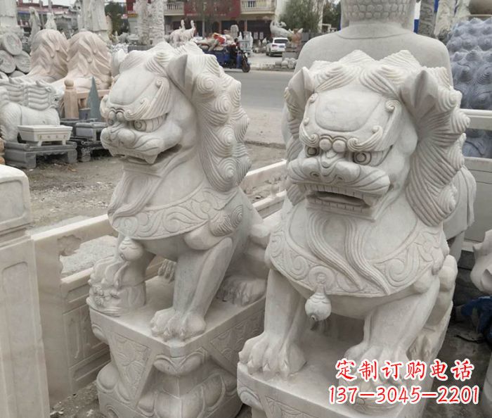 泉州企业景观大理石狮子石雕 (6)