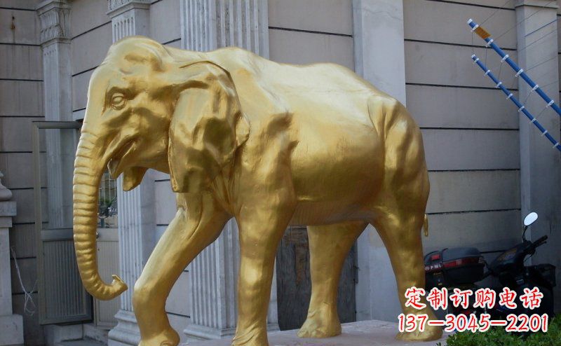 泉州企业门口大象铜雕 (2)