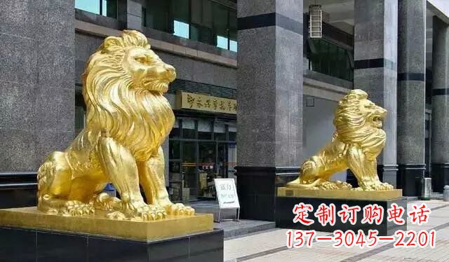 泉州企业门口鎏金西洋狮子铜雕