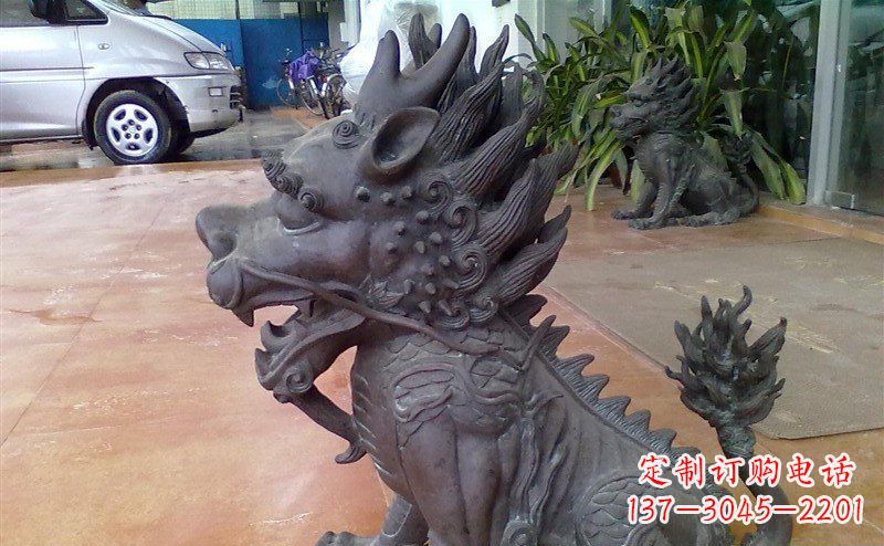 泉州企业门口麒麟铸铜神兽铜雕