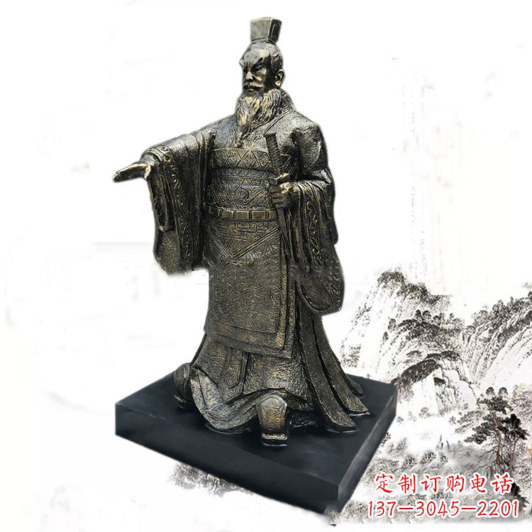 泉州精美秦始皇玻璃钢仿铜雕塑
