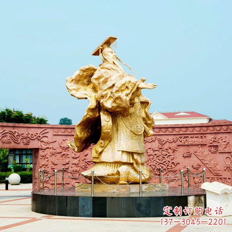 泉州中领雕塑:秦始皇鎏金铜雕塑像