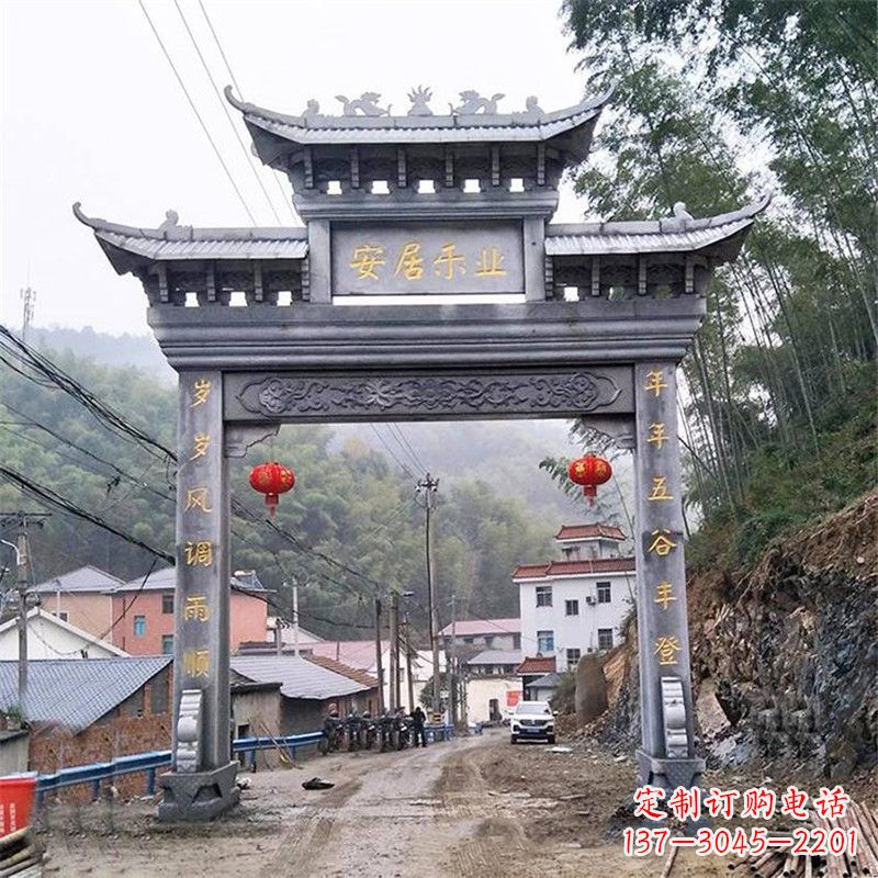 泉州青石单门石牌坊——精美传承中国传统文化雕塑