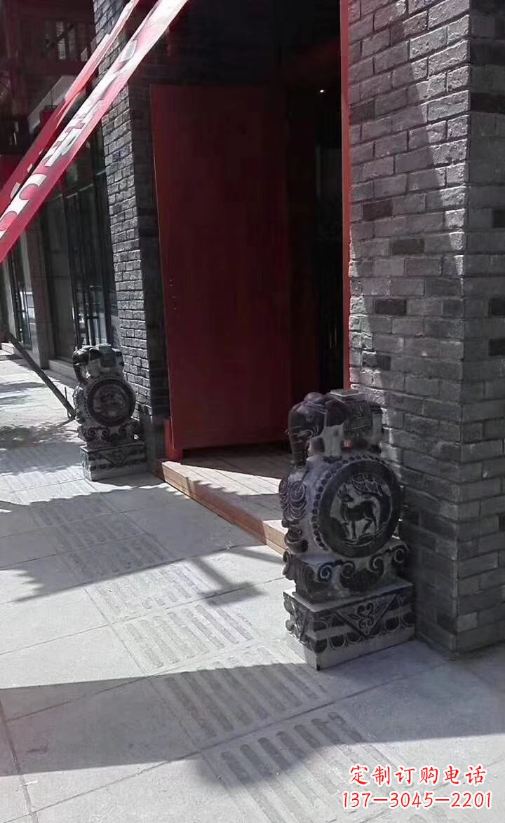 泉州青石雕刻大象门墩抱鼓石