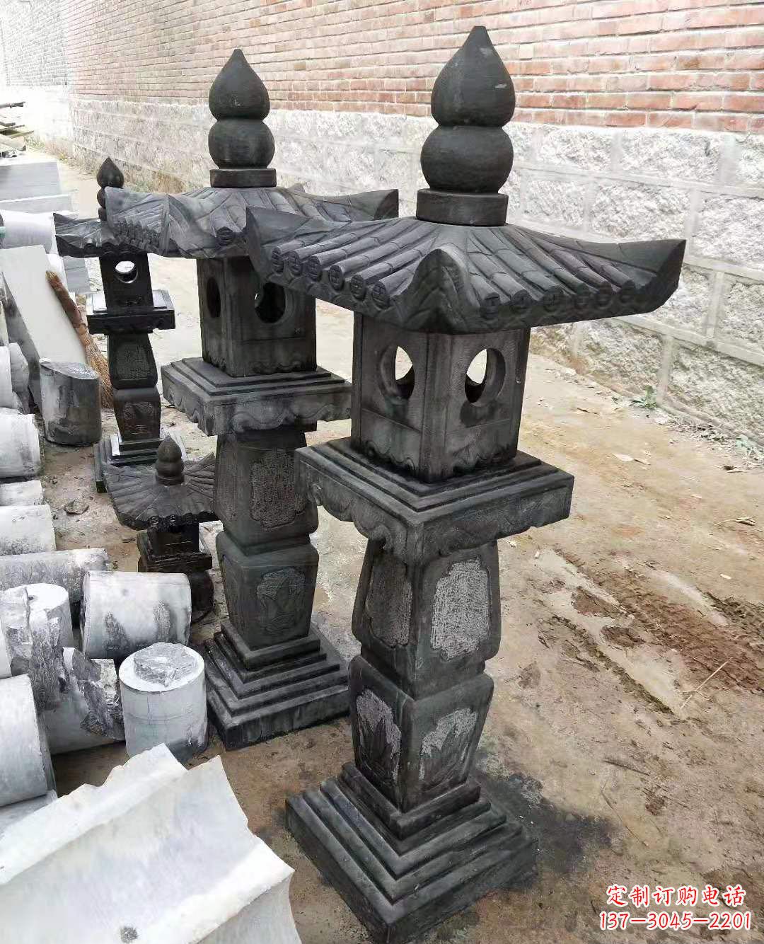 泉州青石仿古宫灯雕塑庭院景观石雕