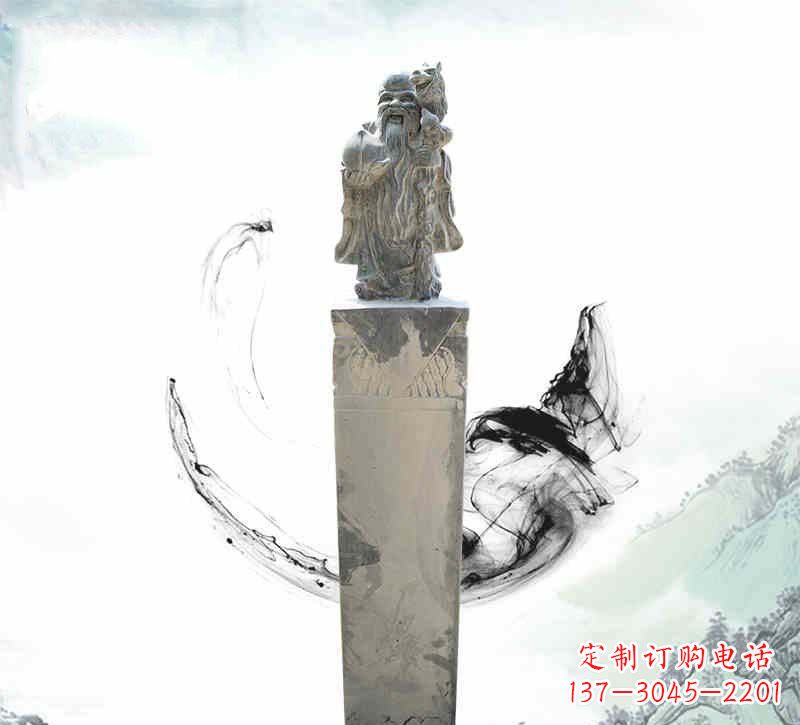 泉州青石仿古老寿星拴马柱