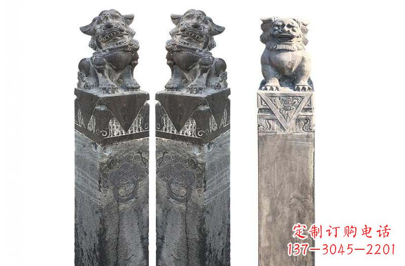 泉州青石仿古狮子拴马桩