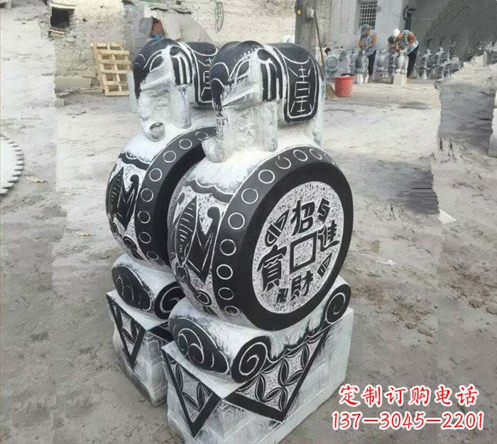 泉州华丽雅致!青石仿古招财进宝大象门墩