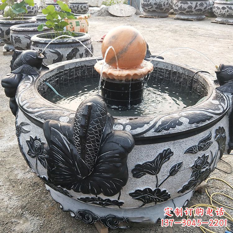 泉州青石鱼缸雕塑,装点您的生活
