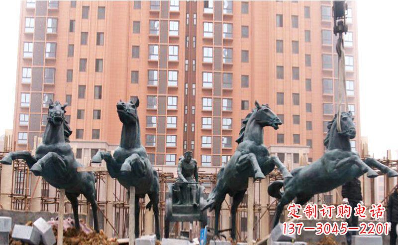 泉州青铜马拉车广场景观雕塑