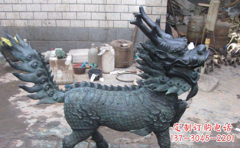 泉州青铜雕制神兽麒麟,艺术匠心之至