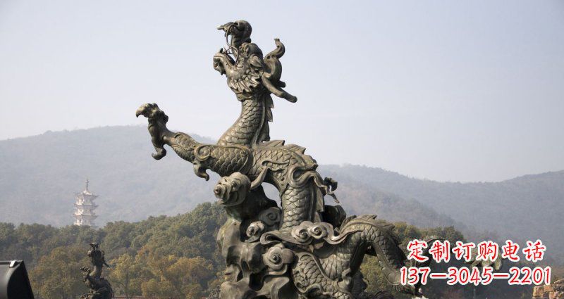泉州中领雕塑|传统青铜神龙出水铜雕