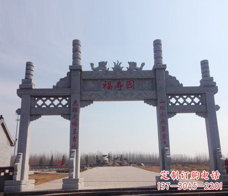 泉州牌坊石雕--三门中领雕塑定制