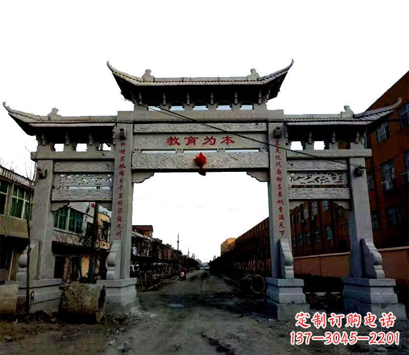 泉州领雕塑|三门牌坊石雕定制