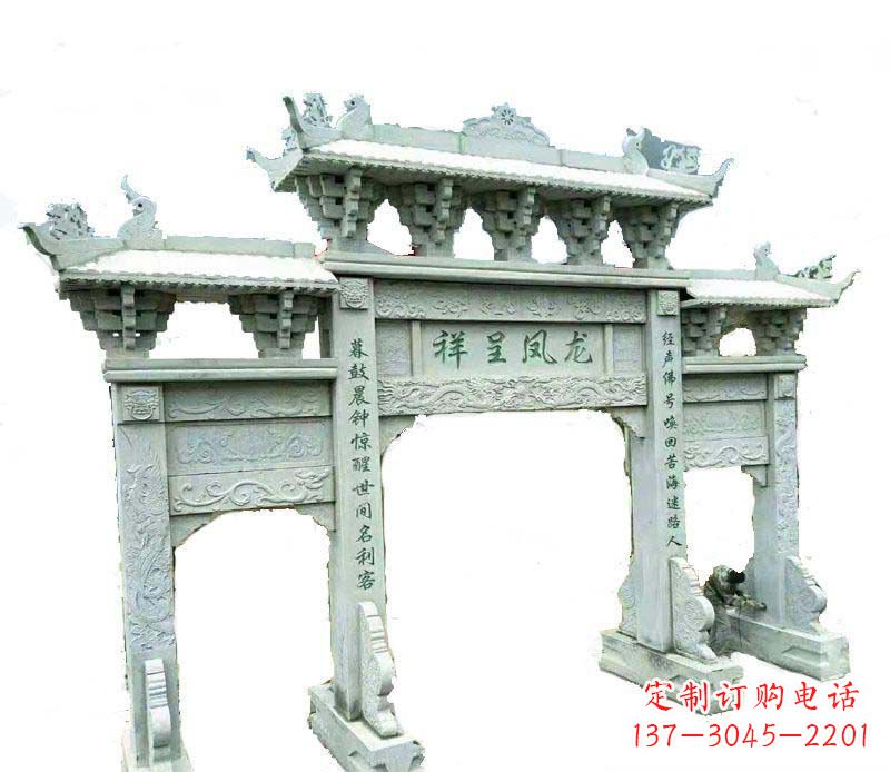 泉州中领雕塑:三门牌坊石雕