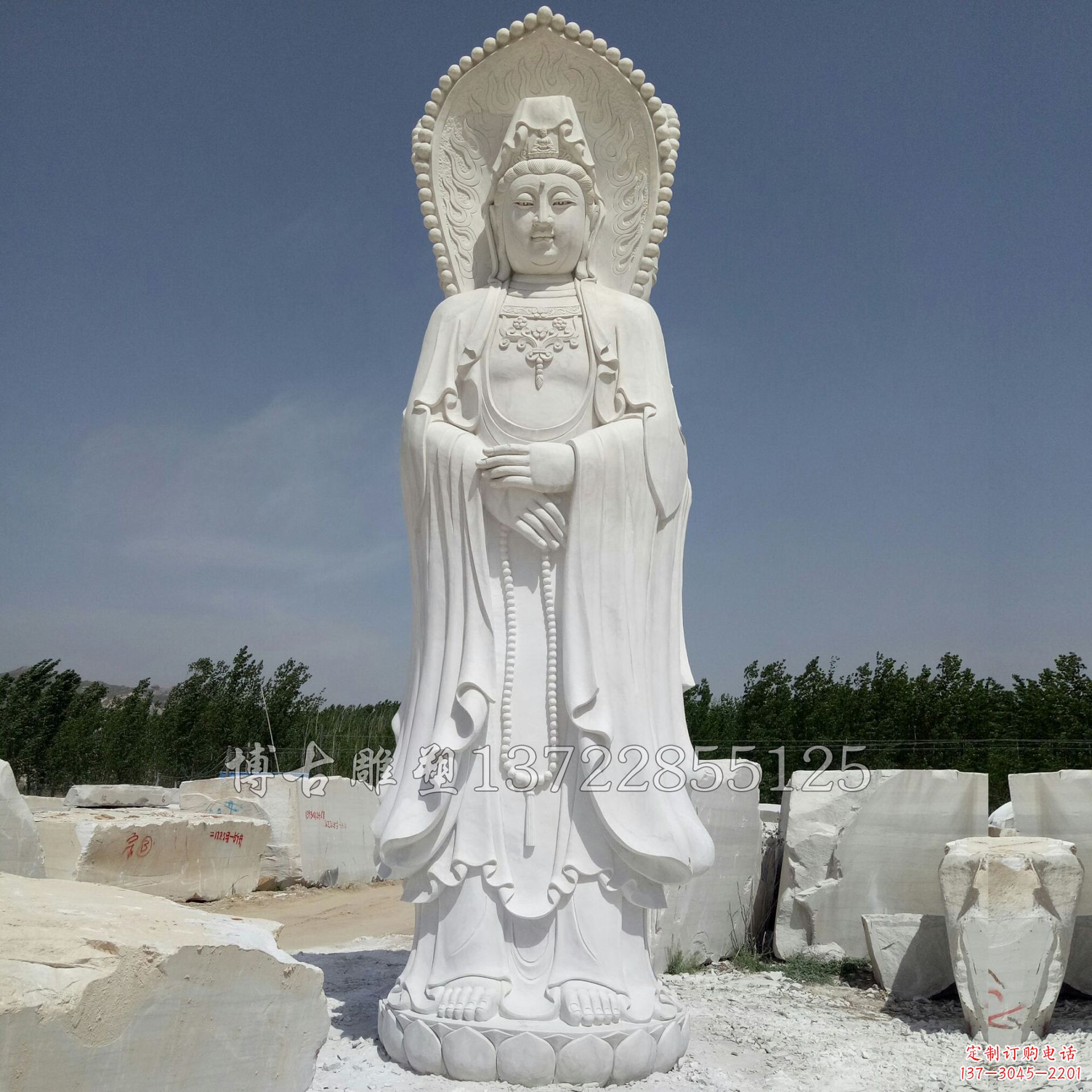 泉州观赏性质的三面观音石雕塑