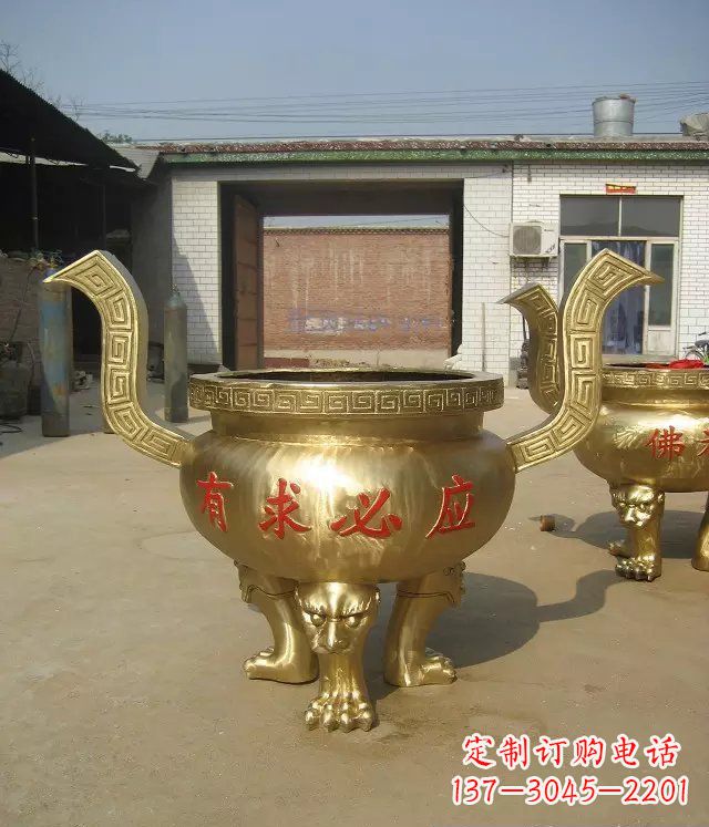 泉州三足香炉寺庙香炉铜雕