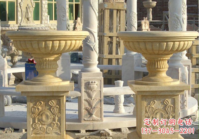 泉州砂岩别墅花盆雕塑
