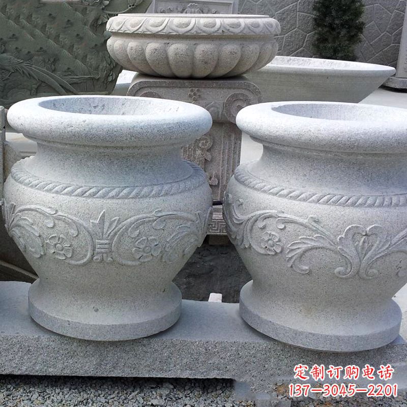 泉州砂岩花盆石雕,搭配室内装饰空间
