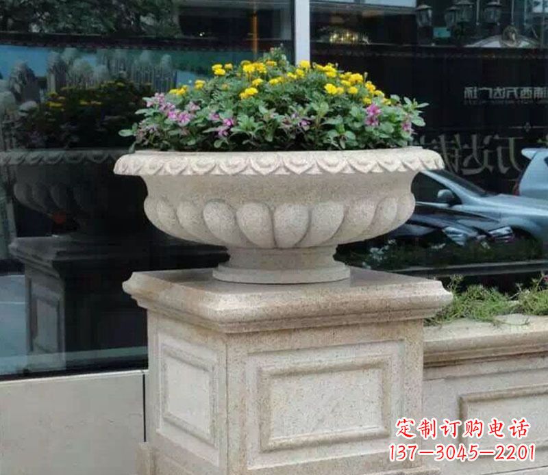 泉州精美大理石花盆雕塑