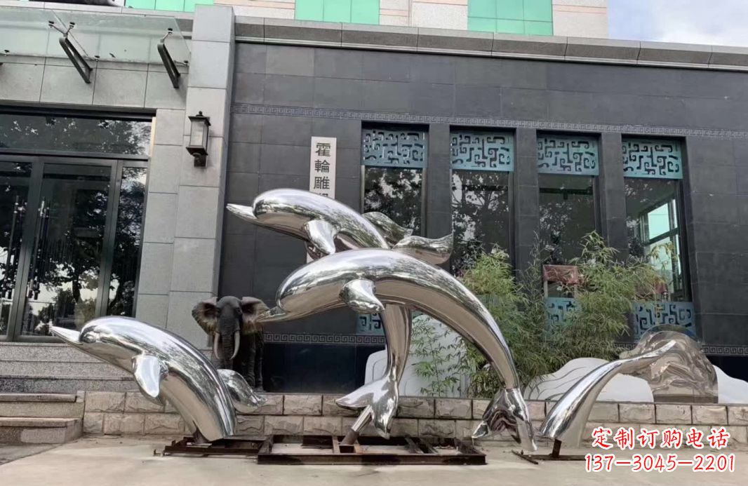 泉州高端定制不锈钢海豚雕塑