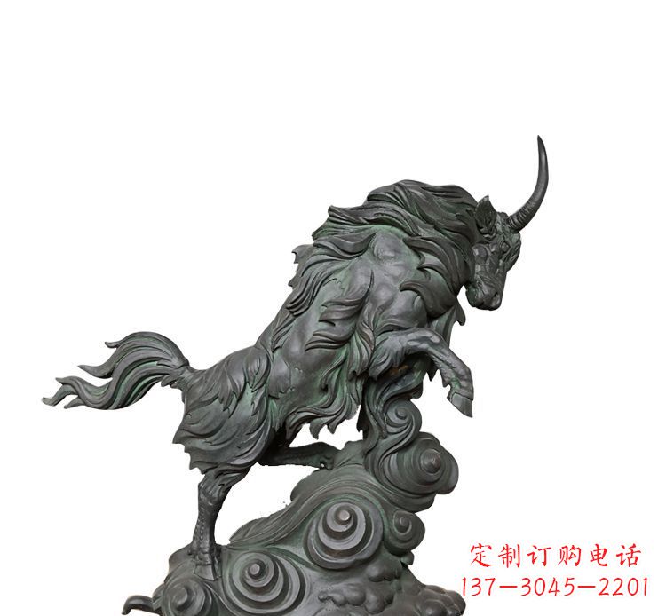 泉州神牛踏波绸缎精美铜雕