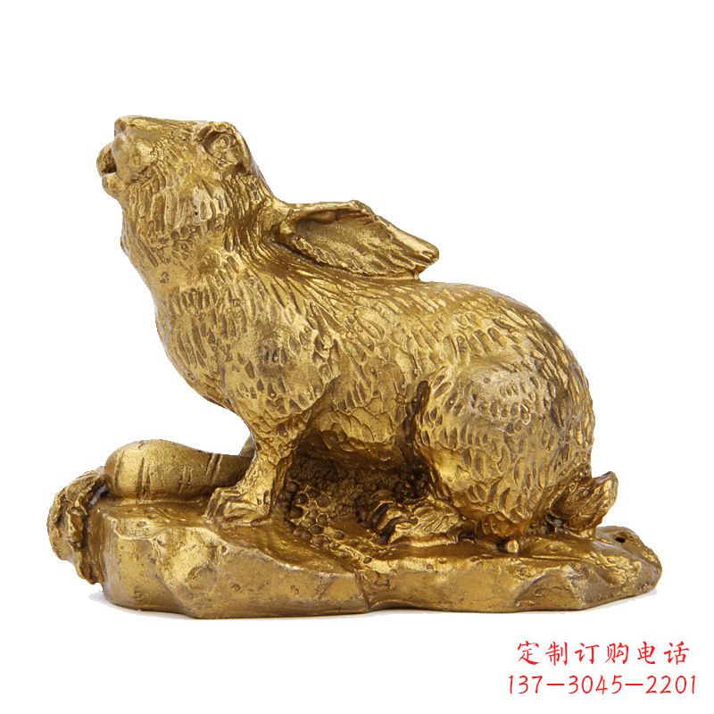 泉州生肖兔-铸铜鎏金动物雕塑摆件