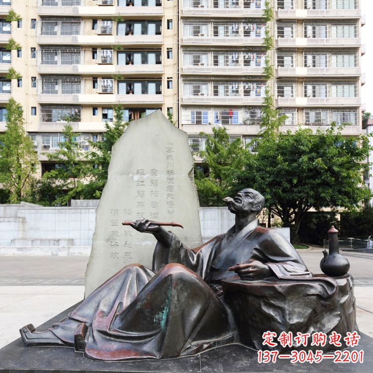 泉州尊贵古朴的古代诗人情景雕塑——杜甫雕塑