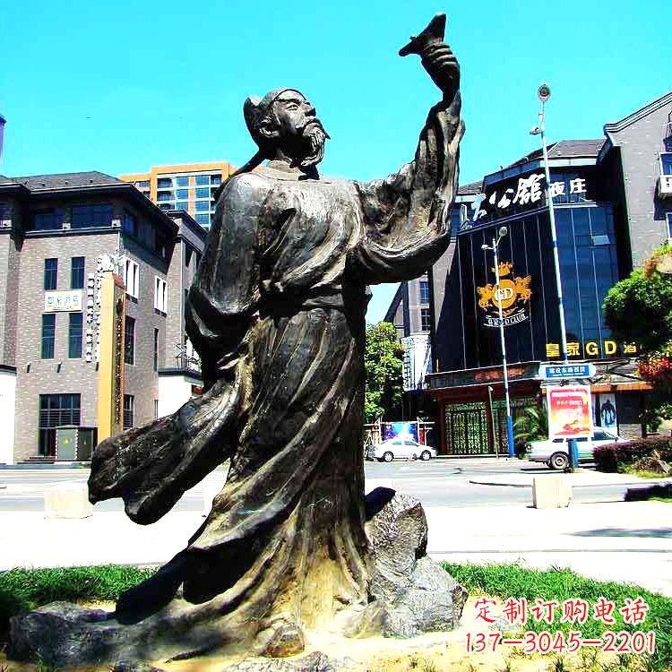 泉州经典再现-李白铜雕塑