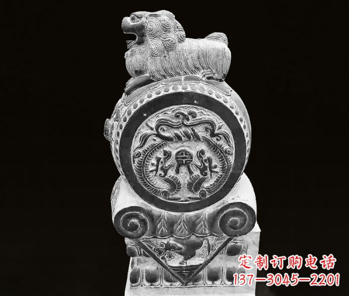 泉州中领雕塑狮子石抱鼓仿古石门墩