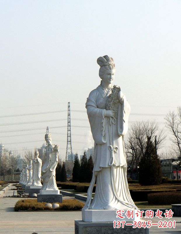 泉州十二花神汉白玉古代美女石雕像