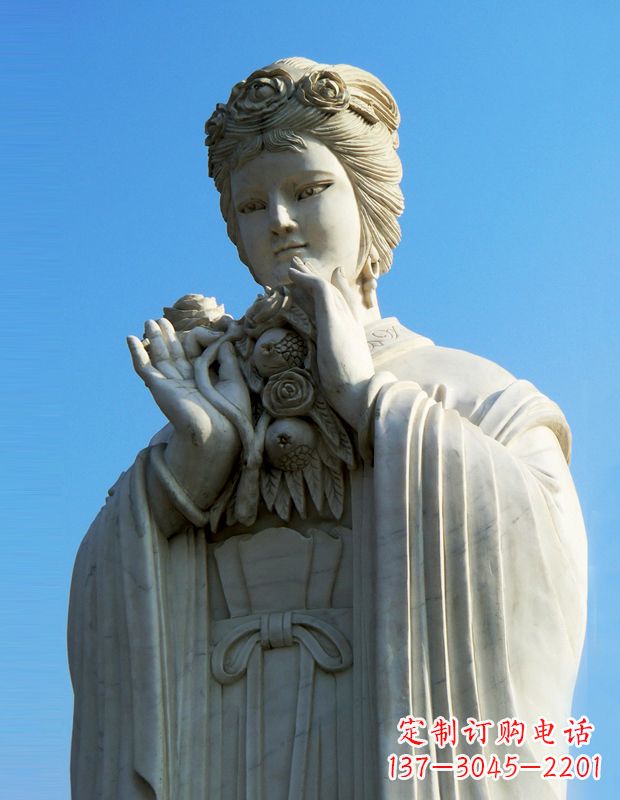 泉州石榴之美——十二花神之五月石榴李氏汉白玉古代美女雕像