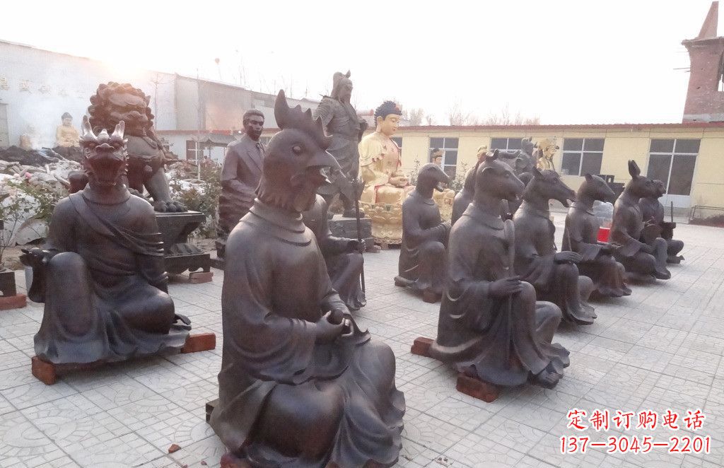 泉州十二生肖头像人物景观铜雕