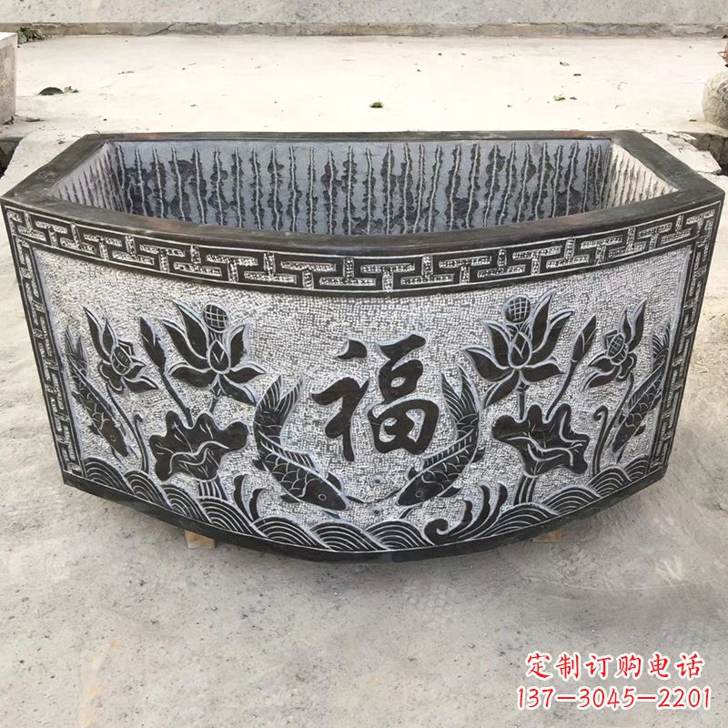 泉州欣赏自然美景,石槽养鱼缸静谧雕塑