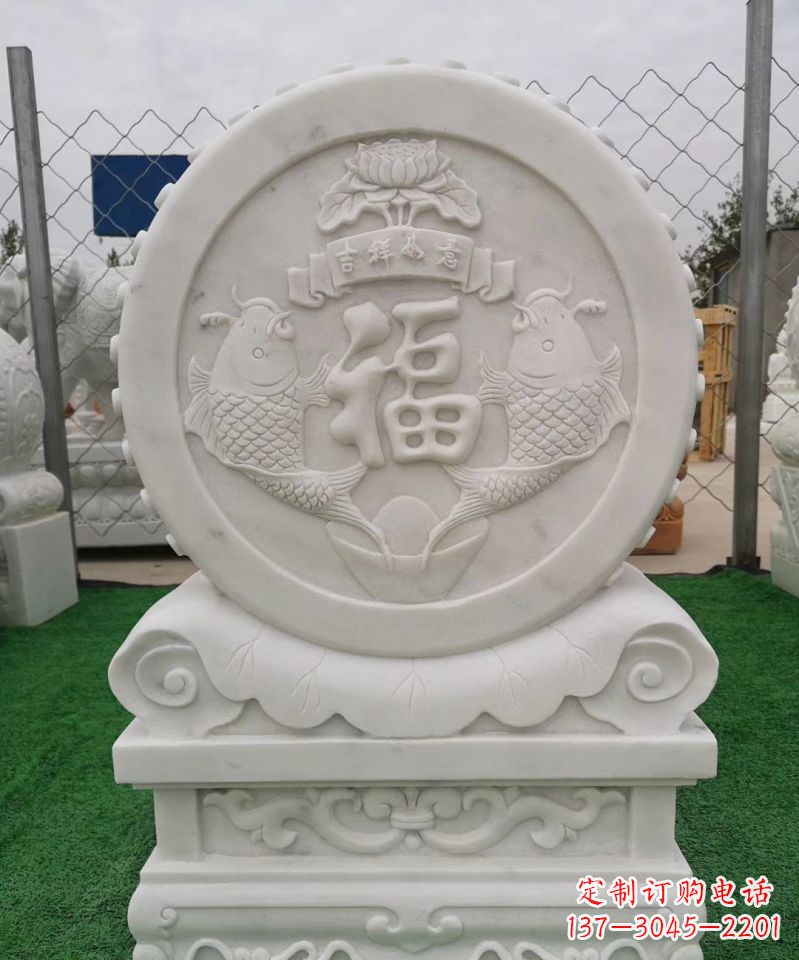 泉州装饰福字图案的雕塑石门墩