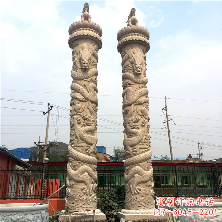 泉州石雕华表盘龙柱,雕塑工艺的精美展示