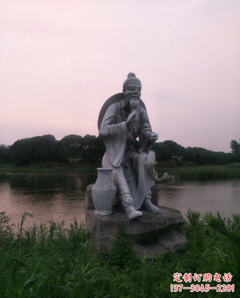 泉州美观大气的姜太公石雕鱼钓雕塑