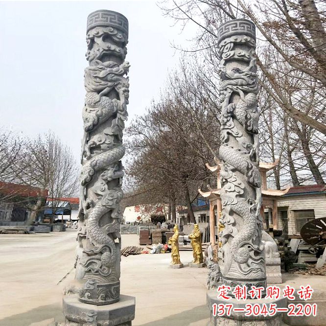 泉州中领雕塑传统工艺制作精美石雕盘龙柱