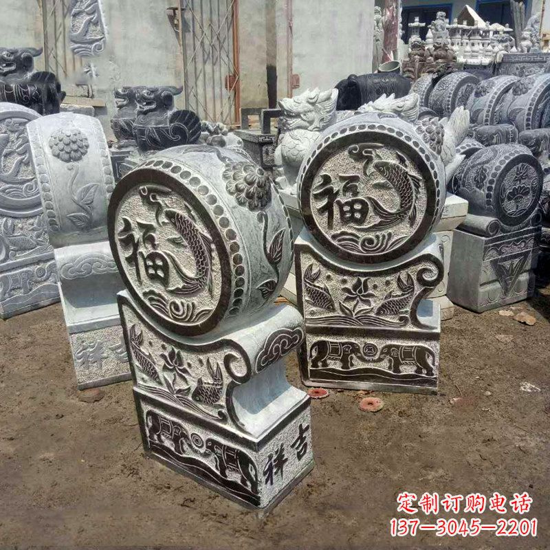 泉州石雕貔貅抱鼓门墩雕塑