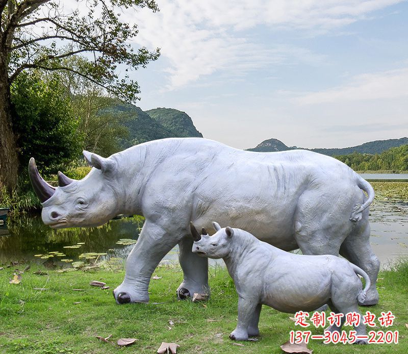 泉州石雕犀牛母子雕塑
