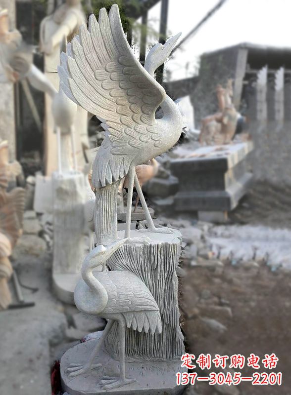 泉州石雕仙鹤景观摆件