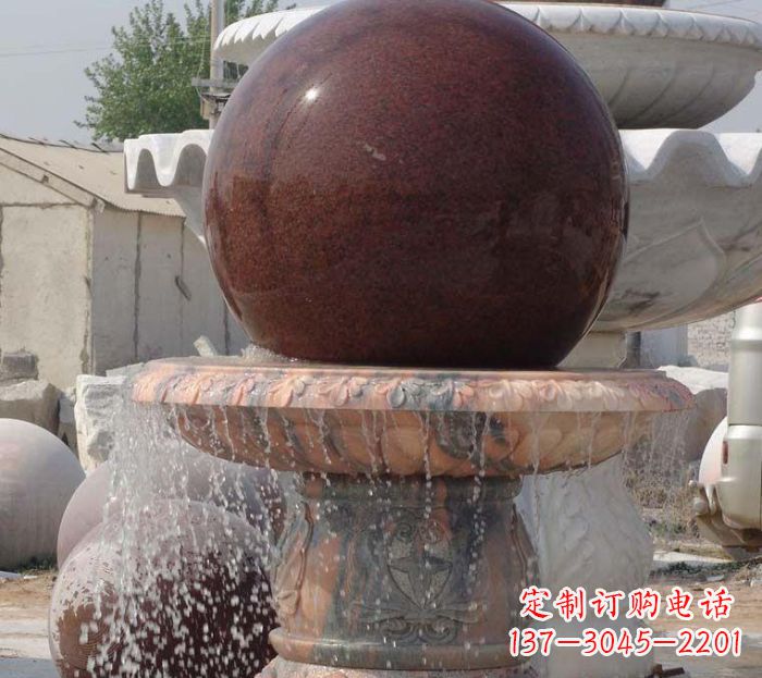泉州石来运转小型风水球喷泉石雕