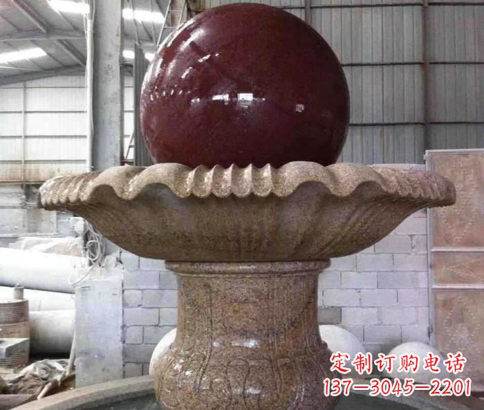 泉州石来运转小型风水球喷泉石雕 (2)