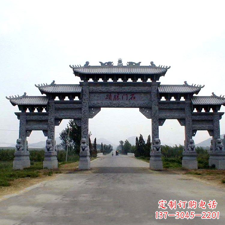 泉州石门胜迹青石仿古石雕牌楼