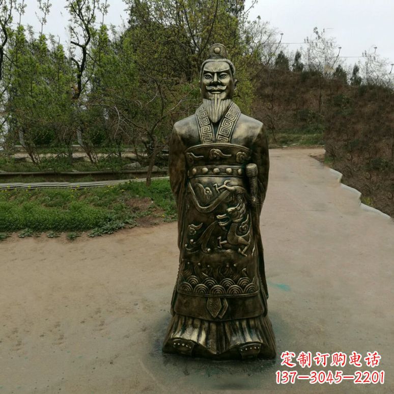 泉州始皇嬴政玻璃钢仿铜雕塑