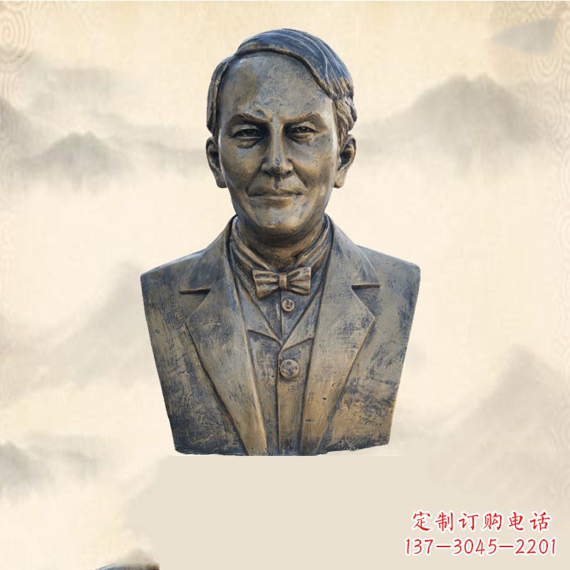 泉州世界名人爱迪生纯铜头像雕塑-学校校园名人系列雕塑