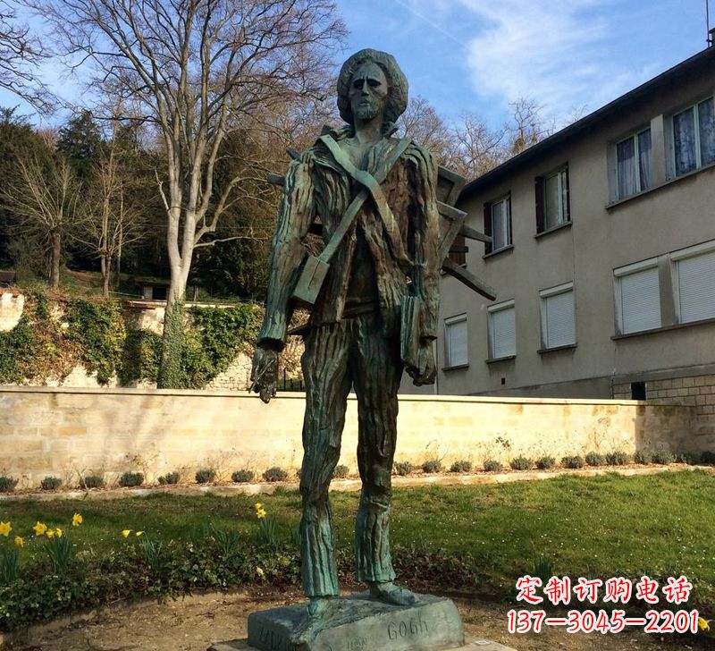 泉州世界名人荷兰印象画派画家梵高青铜雕像