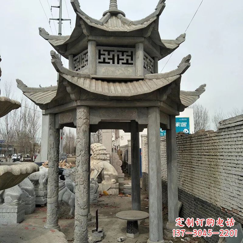 泉州双层大理石凉亭雕塑