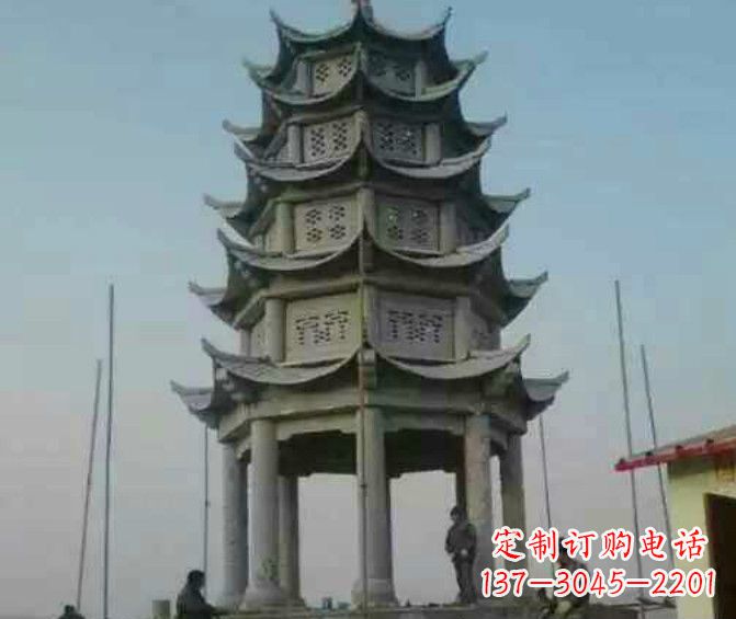 泉州双层大理石凉亭石雕 (2)