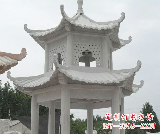泉州双层大理石凉亭石雕